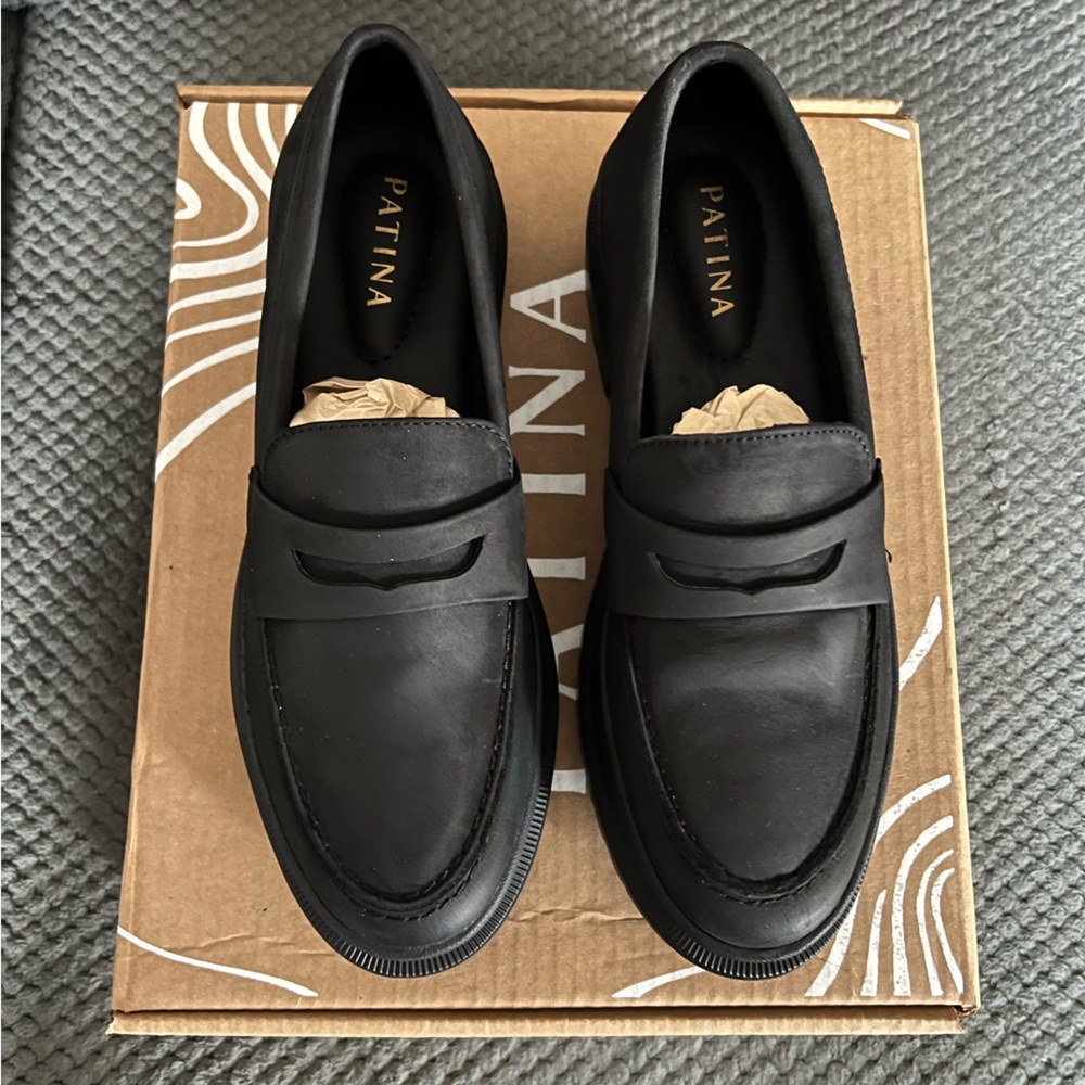 Black Leather Penny Loafers - Patina